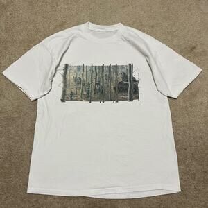Vintage Wolves in Bamboo Nature Box Picture Shirt XL(Tagless)